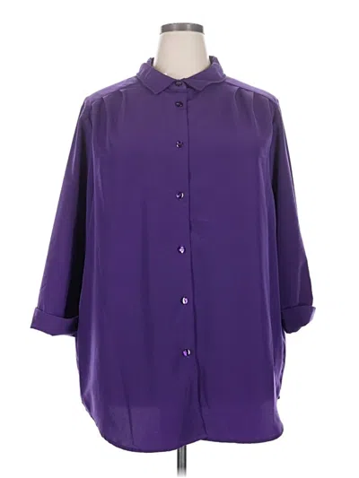 Pre-owned Woman Within 3/4 Sleeve Blouse In Purple