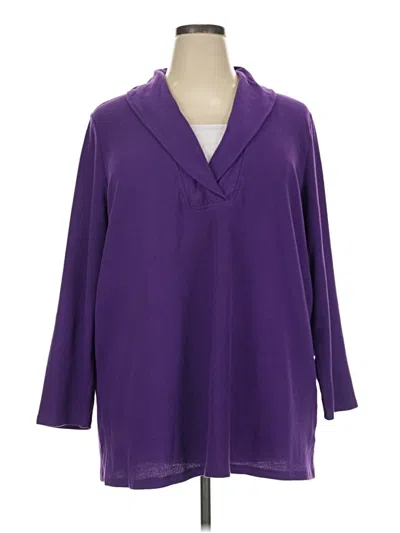 Pre-owned Woman Within 3/4 Sleeve Blouse In Purple
