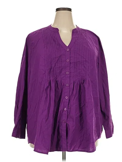 Pre-owned Woman Within 3/4 Sleeve Blouse In Purple