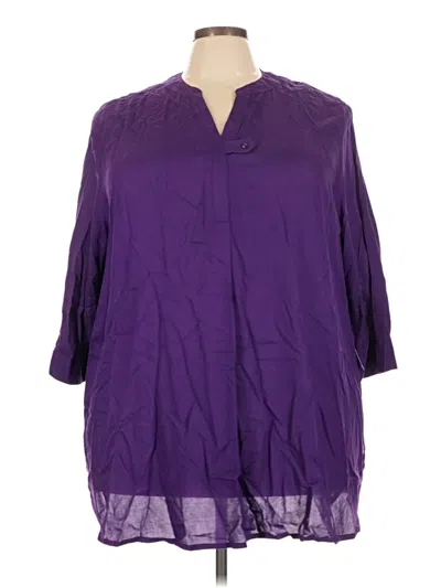 Pre-owned Woman Within 3/4 Sleeve Blouse In Purple