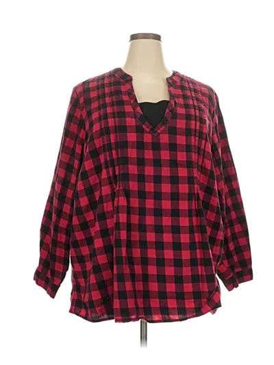 Pre-owned Woman Within 3/4 Sleeve Blouse In Red