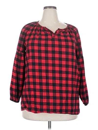 Pre-owned Woman Within 3/4 Sleeve Blouse In Red