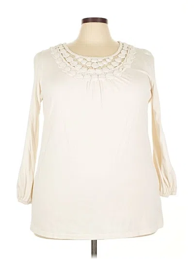 Pre-owned Woman Within 3/4 Sleeve Blouse In White