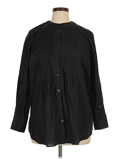 Pre-owned Woman Within 3/4 Sleeve Button Down Shirt In Black