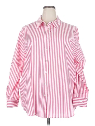 Pre-owned Woman Within 3/4 Sleeve Button Down Shirt In Pink
