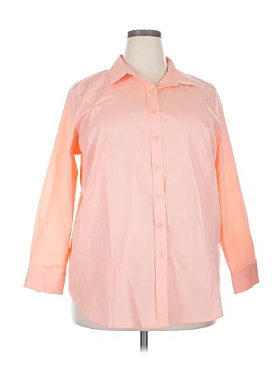 Pre-owned Woman Within 3/4 Sleeve Button Down Shirt In Pink