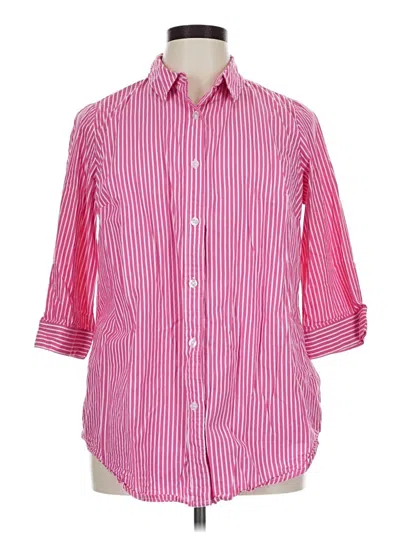 Pre-owned Woman Within 3/4 Sleeve Button Down Shirt In Pink