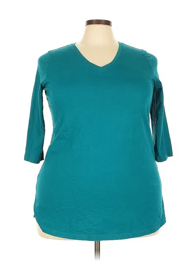 Pre-owned Woman Within 3/4 Sleeve T-shirt In Blue