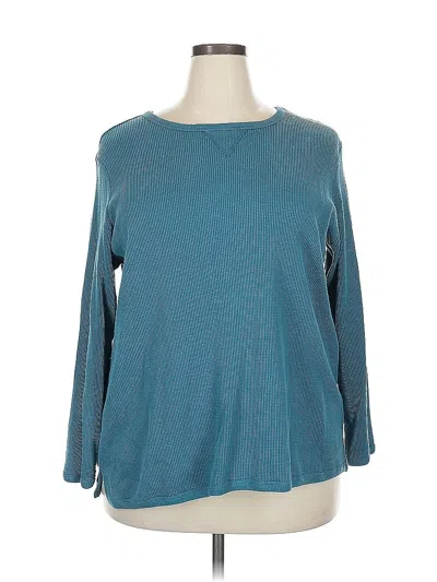 Pre-owned Woman Within 3/4 Sleeve T-shirt In Blue