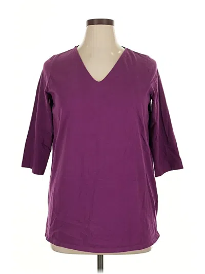 Pre-owned Woman Within 3/4 Sleeve T-shirt In Purple