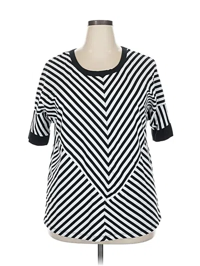 Pre-owned Woman Within 3/4 Sleeve Top Black Scoop Neck Tops