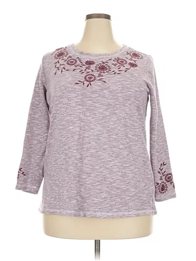 Pre-owned Woman Within 3/4 Sleeve Top Burgundy Crew Neck Tops