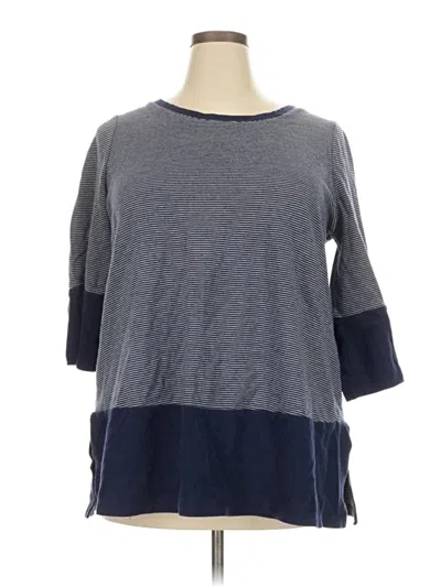 Pre-owned Woman Within 3/4 Sleeve Top Gray Crew Neck Tops