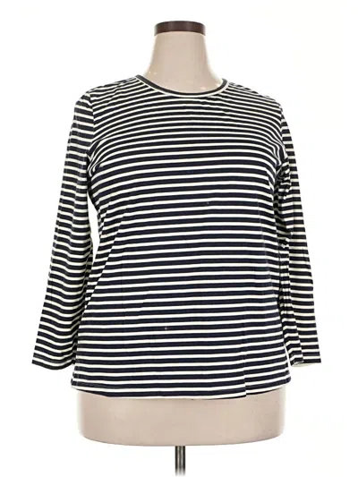 Pre-owned Woman Within 3/4 Sleeve Top Ivory Boatneck Tops