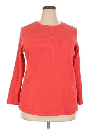 Pre-owned Woman Within 3/4 Sleeve Top Red Crew Neck Tops
