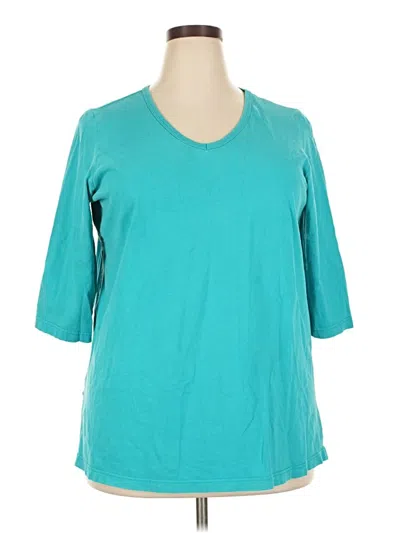 Pre-owned Woman Within 3/4 Sleeve Top Teal Scoop Neck Tops