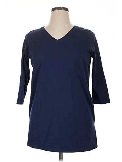 Pre-owned Woman Within 3/4 Sleeve T-shirt In Blue