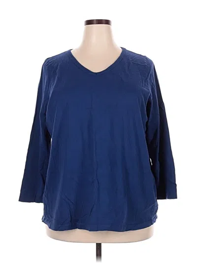 Pre-owned Woman Within 3/4 Sleeve T-shirt In Blue