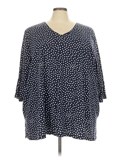 Pre-owned Woman Within 3/4 Sleeve T-shirt In Blue