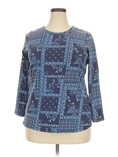 Pre-owned Woman Within 3/4 Sleeve T-shirt In Blue