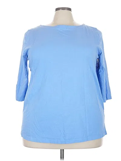 Pre-owned Woman Within 3/4 Sleeve T-shirt In Blue
