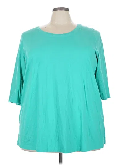 Pre-owned Woman Within 3/4 Sleeve T-shirt In Blue
