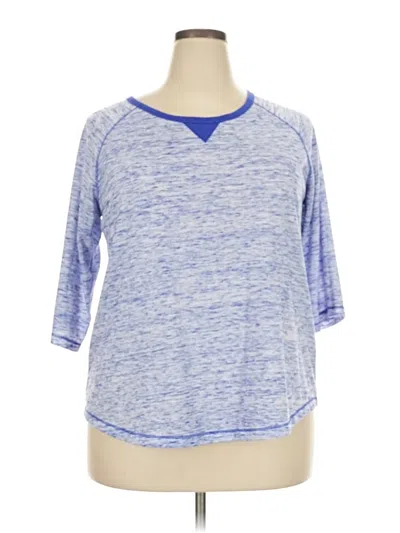 Pre-owned Woman Within 3/4 Sleeve T-shirt In Blue
