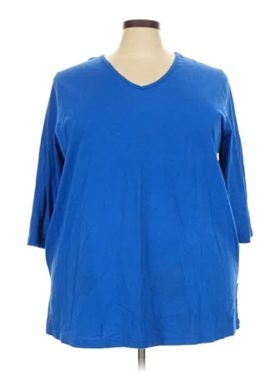 Pre-owned Woman Within 3/4 Sleeve T-shirt In Blue