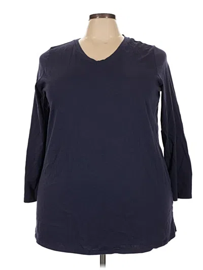 Pre-owned Woman Within 3/4 Sleeve T-shirt In Blue