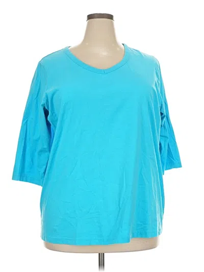 Pre-owned Woman Within 3/4 Sleeve T-shirt In Blue