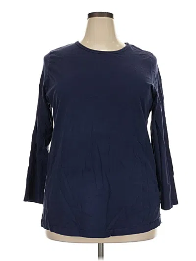 Pre-owned Woman Within 3/4 Sleeve T-shirt In Blue