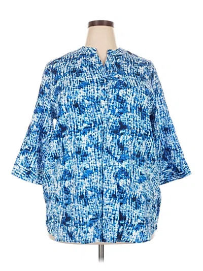 Pre-owned Woman Within 3/4 Sleeve T-shirt In Blue
