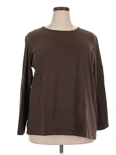 Pre-owned Woman Within 3/4 Sleeve T-shirt In Brown