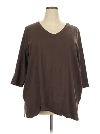 Pre-owned Woman Within 3/4 Sleeve T-shirt In Brown