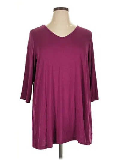 Pre-owned Woman Within 3/4 Sleeve T-shirt In Burgundy