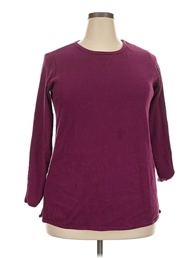 Pre-owned Woman Within 3/4 Sleeve T-shirt In Burgundy