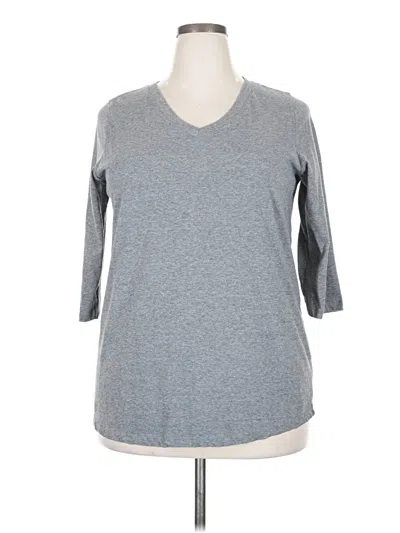 Pre-owned Woman Within 3/4 Sleeve T-shirt In Gray