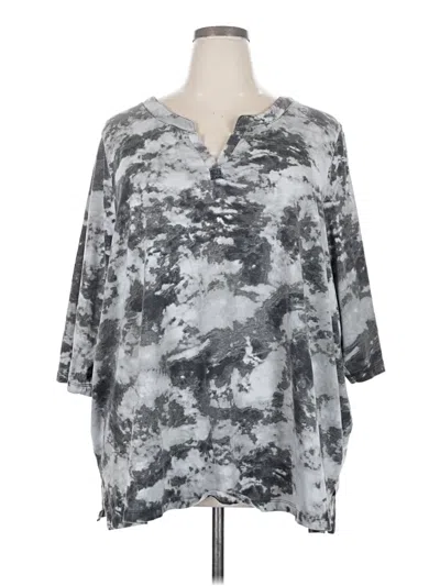 Pre-owned Woman Within 3/4 Sleeve T-shirt In Gray