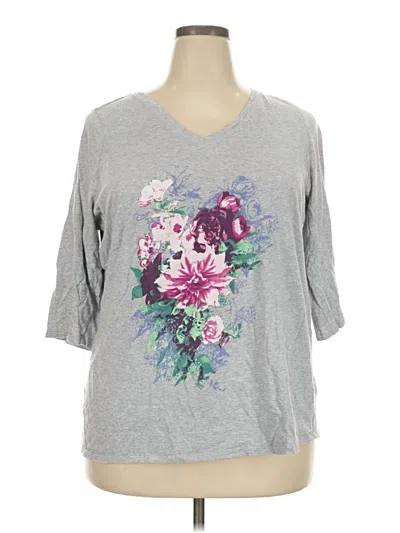 Pre-owned Woman Within 3/4 Sleeve T-shirt In Gray