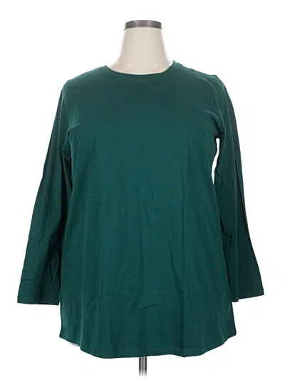 Pre-owned Woman Within 3/4 Sleeve T-shirt In Green