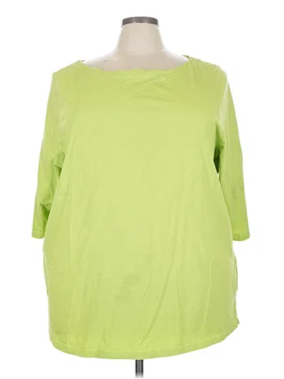 Pre-owned Woman Within 3/4 Sleeve T-shirt In Green