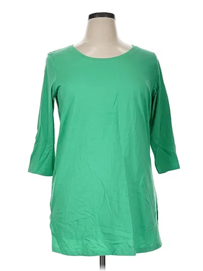 Pre-owned Woman Within 3/4 Sleeve T-shirt In Green
