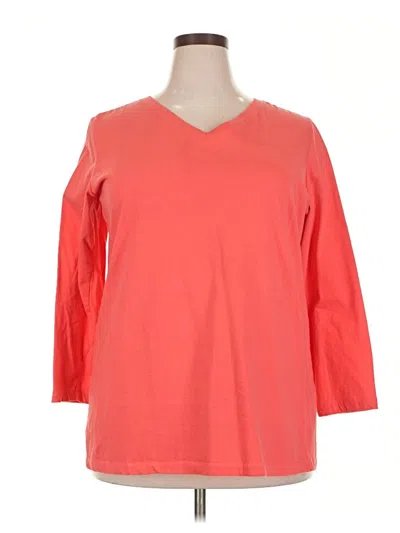 Pre-owned Woman Within 3/4 Sleeve T-shirt In Orange