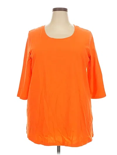 Pre-owned Woman Within 3/4 Sleeve T-shirt In Orange