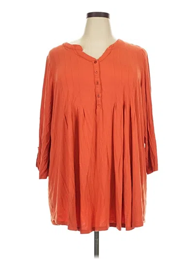 Pre-owned Woman Within 3/4 Sleeve T-shirt In Orange