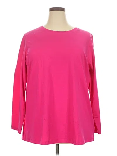 Pre-owned Woman Within 3/4 Sleeve T-shirt In Pink