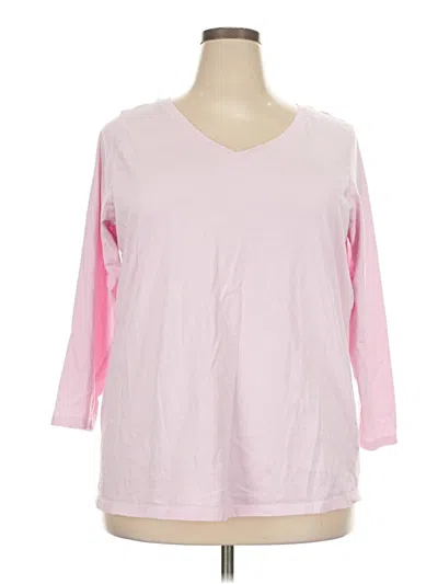 Pre-owned Woman Within 3/4 Sleeve T-shirt In Pink