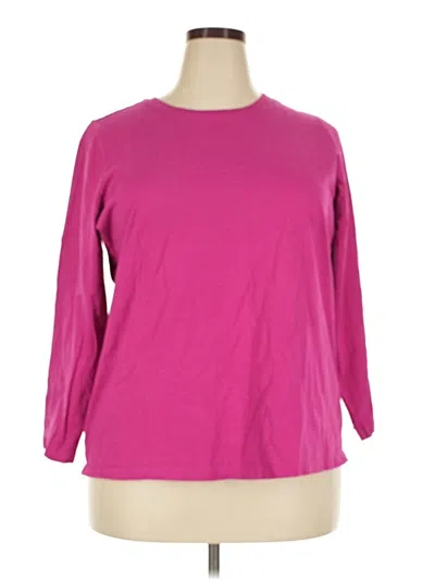 Pre-owned Woman Within 3/4 Sleeve T-shirt In Pink