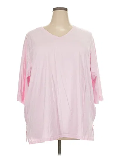 Pre-owned Woman Within 3/4 Sleeve T-shirt In Pink