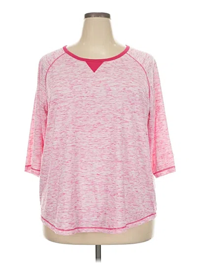 Pre-owned Woman Within 3/4 Sleeve T-shirt In Pink